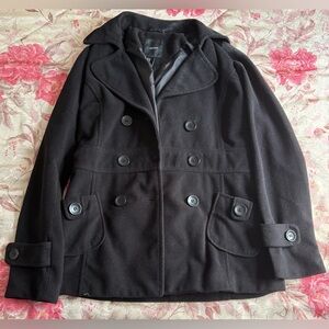 Forever 21 Women’s Black Polyester Pea Coat
